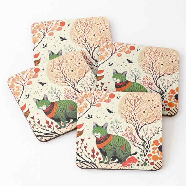 Item preview, Green cat dreaming of migratory birds designed and sold by paulagonig.