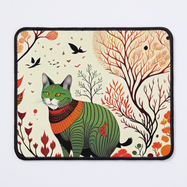 Item preview, Green cat dreaming of migratory birds designed and sold by paulagonig.