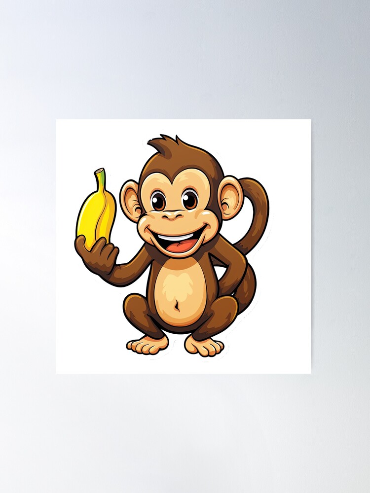 Póster for Sale con la obra «Mono sosteniendo un plátano» de