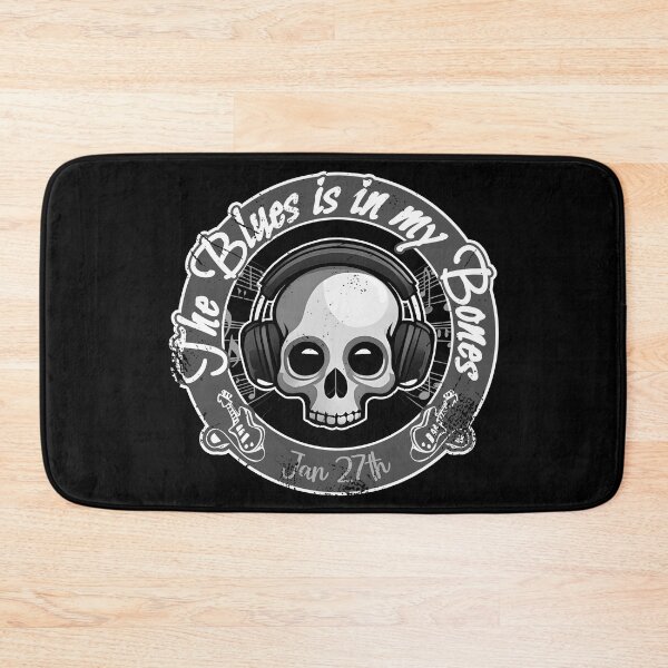 Item preview, The Blues is in my Bones / Blue Skull - Black & White Grunge Style designed and sold by Skulls & Calaveras.