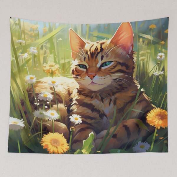 Item preview, Bengal Cat In a Floral Meadow designed and sold by Jennifer Stoyanov.