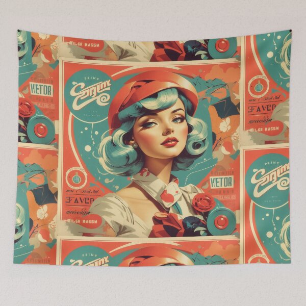 Item preview, vintage style woman , retro color palettes  designed and sold by Piano-pn.