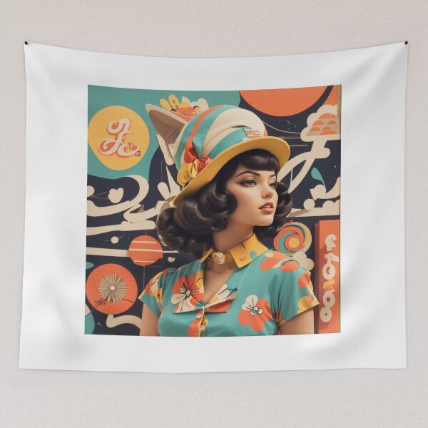 Item preview, vintage style woman , retro color palettes designed and sold by Piano-pn.