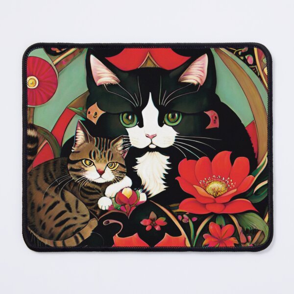 Item preview, Cat and her baby in the middle of a lush garden designed and sold by paulagonig.