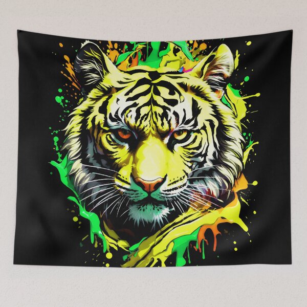 Artikelvorschau, Tiger bunter Farbspritzer entworfen und verkauft von MindWave THC.