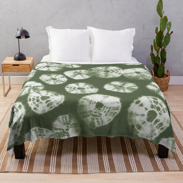Item preview, Shibori Kumo tie dye white dots over sage green designed and sold by marufemia.