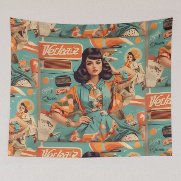 Item preview, vintage style woman , retro color palettes designed and sold by Piano-pn.
