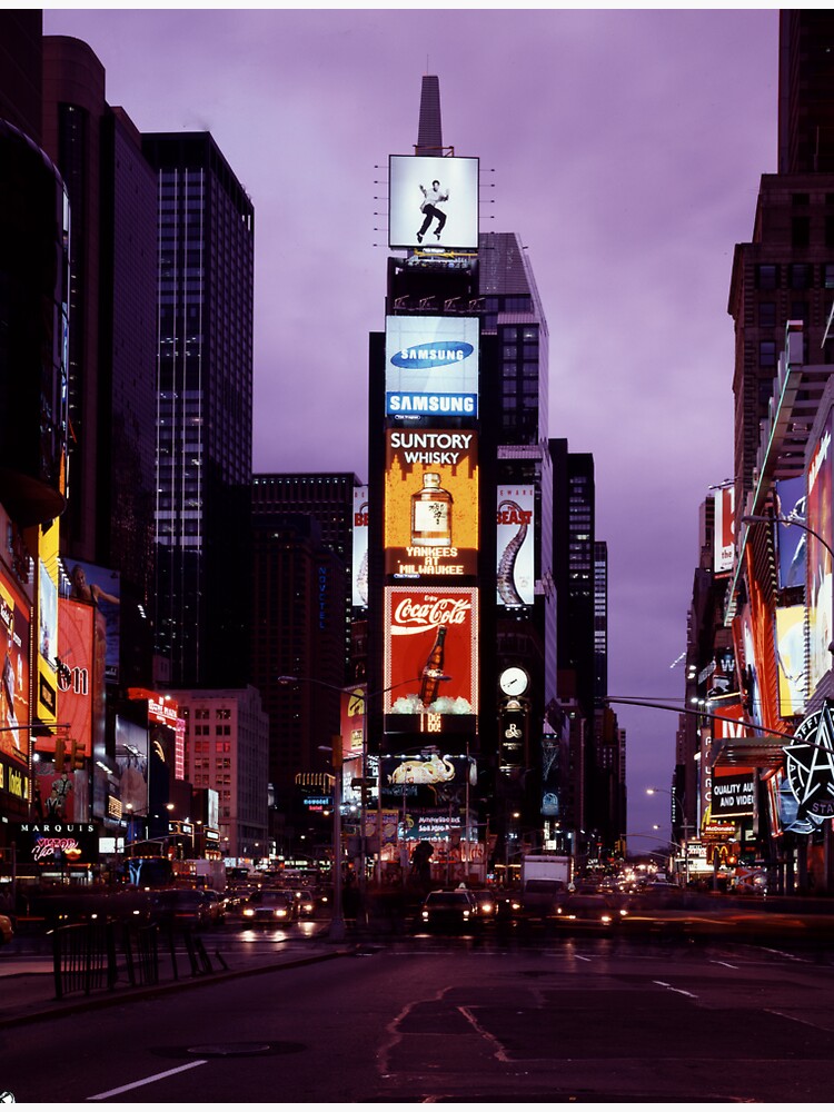 1980's Times Square, New York, New York color photograph of neon lights,  streets, and advertising | Sticker