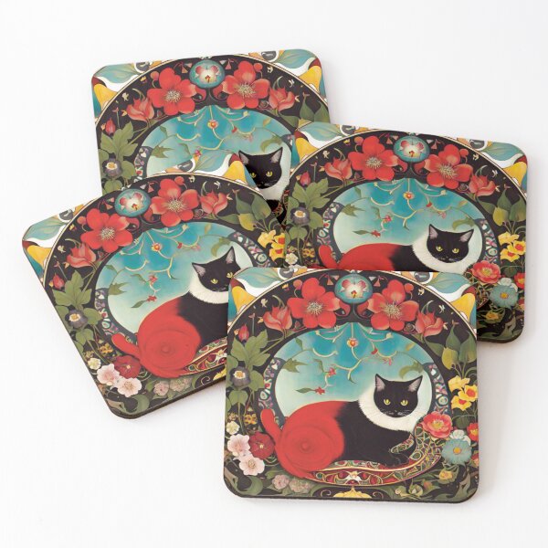 Item preview, Snail cat, posing in the middle of an art nouveau landscape designed and sold by paulagonig.