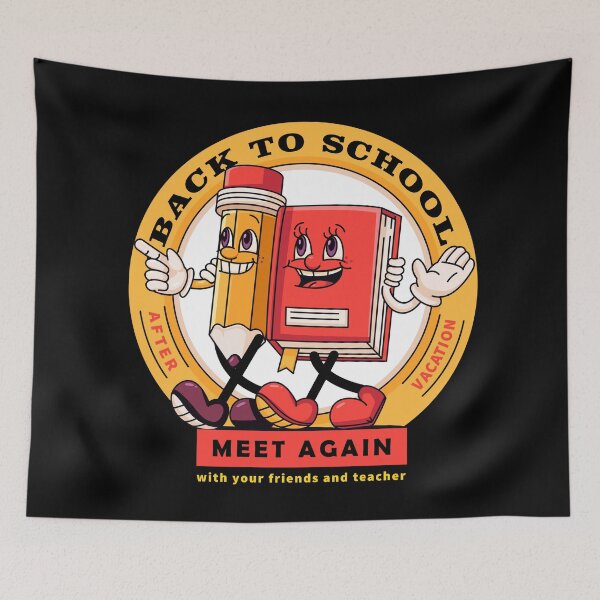 Item preview, Back to school, pencil and book mascot walk together designed and sold by Kevyn Adha.