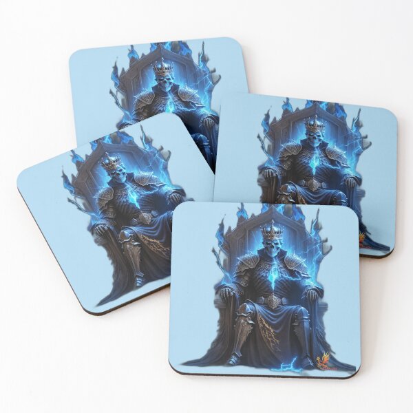 Item preview, Skeleton King Sitting on the Throne (Light Blue) designed and sold by AmaziaCo.