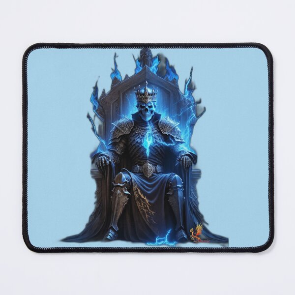 Item preview, Skeleton King Sitting on the Throne (Light Blue) designed and sold by AmaziaCo.