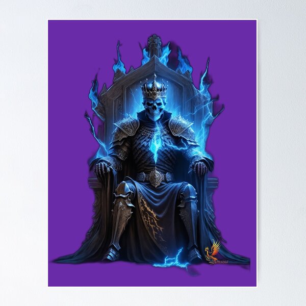 Item preview, Skeleton King Sitting on the Throne (Purple) designed and sold by AmaziaCo.