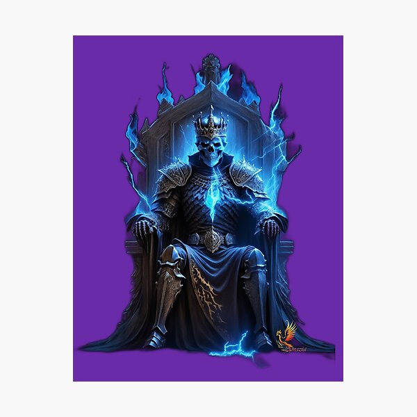 Item preview, Skeleton King Sitting on the Throne (Purple) designed and sold by AmaziaCo.