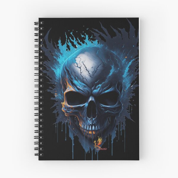 Item preview, Frozen Skull Head with Blue Flames (Black) designed and sold by AmaziaCo.