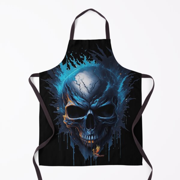 Item preview, Frozen Skull Head with Blue Flames (Black) designed and sold by AmaziaCo.