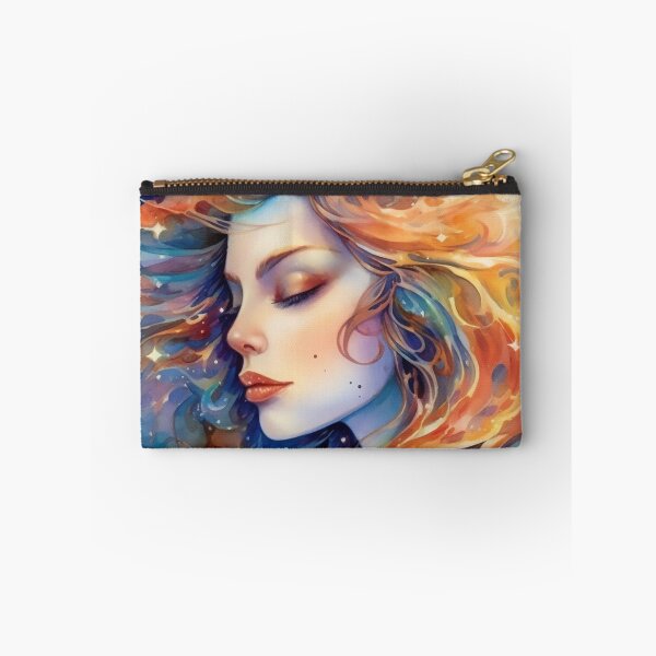 Artikelvorschau, Aquarell schöne Mondgöttin mit langen, gewellten Haaren entworfen und verkauft von WallWhimsyWorks.