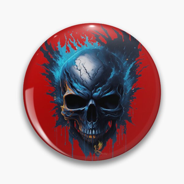 Item preview, Frozen Skull Head with Blue Flames (Red) designed and sold by AmaziaCo.