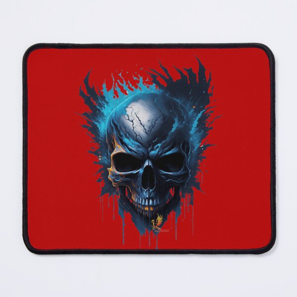 Item preview, Frozen Skull Head with Blue Flames (Red) designed and sold by AmaziaCo.