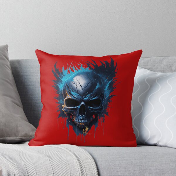 Item preview, Frozen Skull Head with Blue Flames (Red) designed and sold by AmaziaCo.