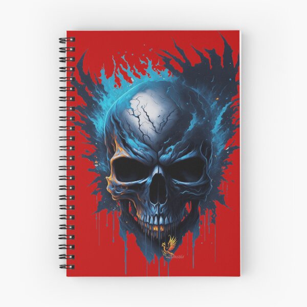 Item preview, Frozen Skull Head with Blue Flames (Red) designed and sold by AmaziaCo.