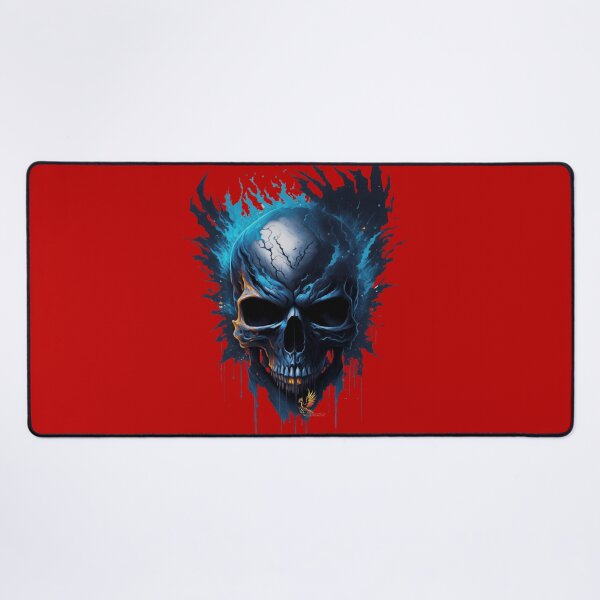 Item preview, Frozen Skull Head with Blue Flames (Red) designed and sold by AmaziaCo.