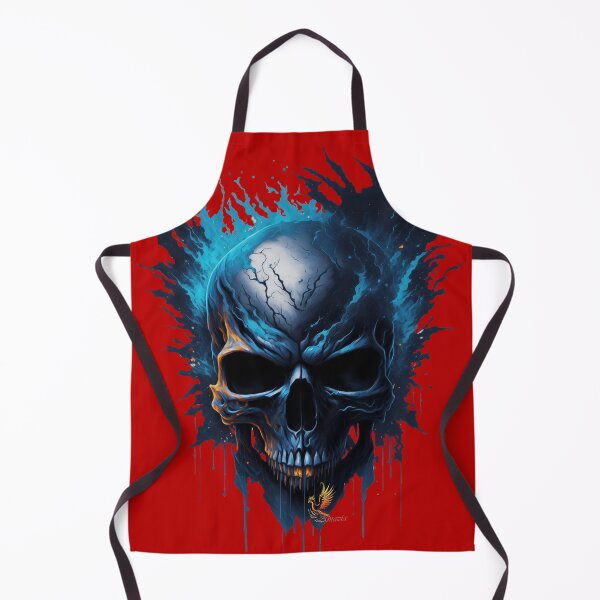 Item preview, Frozen Skull Head with Blue Flames (Red) designed and sold by AmaziaCo.
