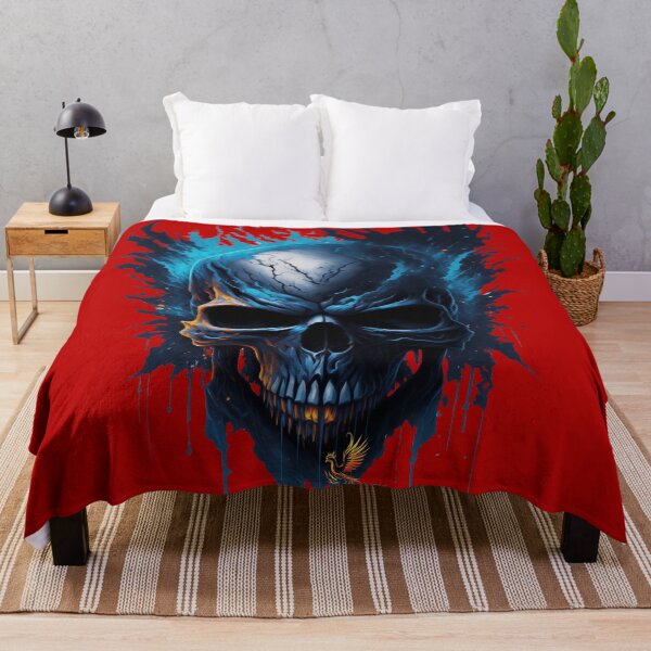 Item preview, Frozen Skull Head with Blue Flames (Red) designed and sold by AmaziaCo.