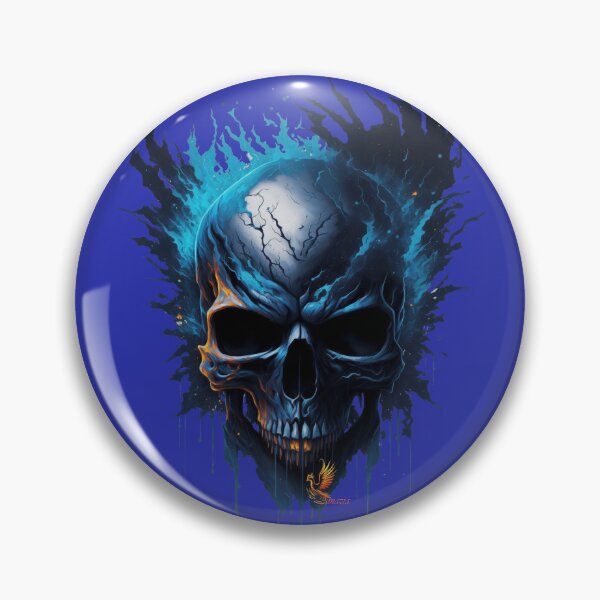 Item preview, Frozen Skull Head with Blue Flames (Blue) designed and sold by AmaziaCo.
