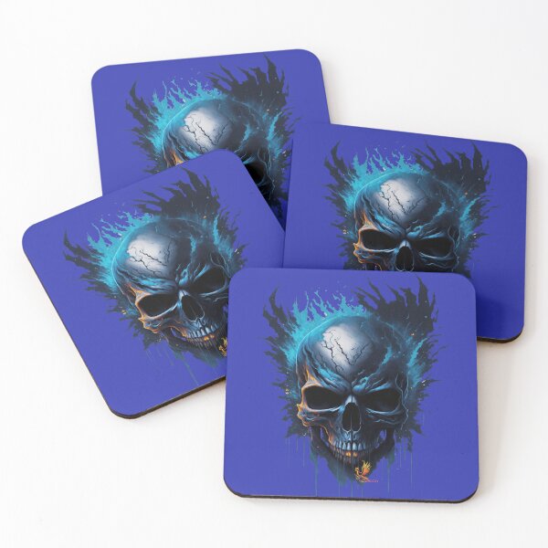 Item preview, Frozen Skull Head with Blue Flames (Blue) designed and sold by AmaziaCo.