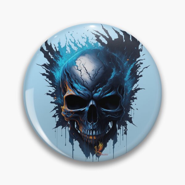 Item preview, Frozen Skull Head with Blue Flames (Light Blue) designed and sold by AmaziaCo.