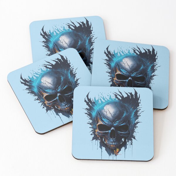 Item preview, Frozen Skull Head with Blue Flames (Light Blue) designed and sold by AmaziaCo.