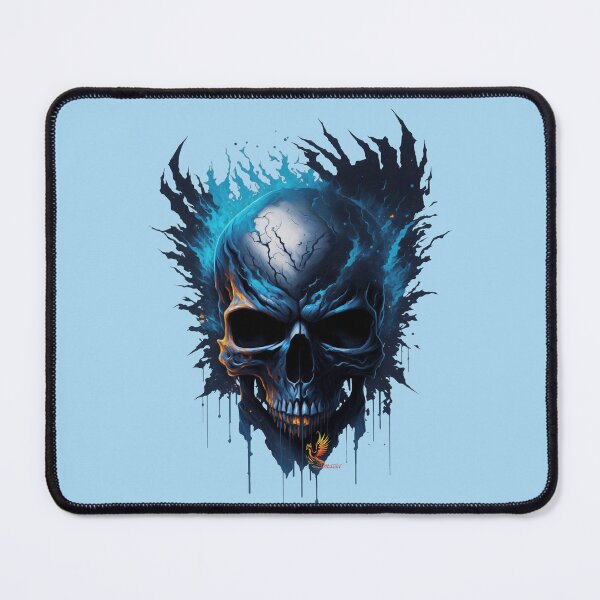 Item preview, Frozen Skull Head with Blue Flames (Light Blue) designed and sold by AmaziaCo.