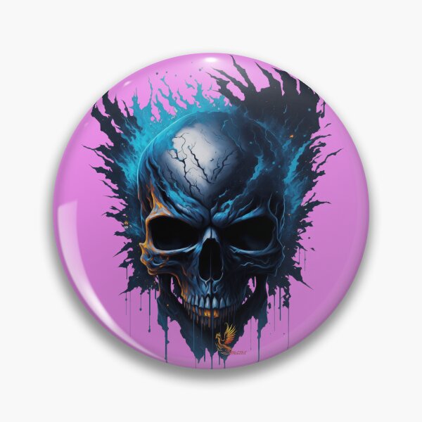 Item preview, Frozen Skull Head with Blue Flames (Pink) designed and sold by AmaziaCo.