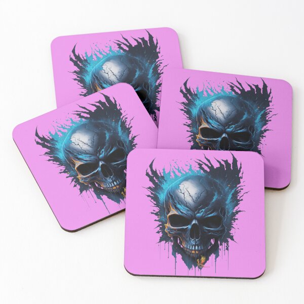Item preview, Frozen Skull Head with Blue Flames (Pink) designed and sold by AmaziaCo.