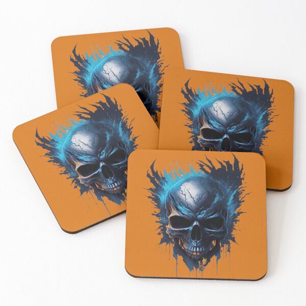 Item preview, Frozen Skull Head with Blue Flames (Orange) designed and sold by AmaziaCo.