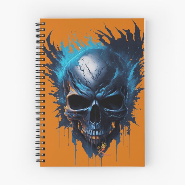 Item preview, Frozen Skull Head with Blue Flames (Orange) designed and sold by AmaziaCo.