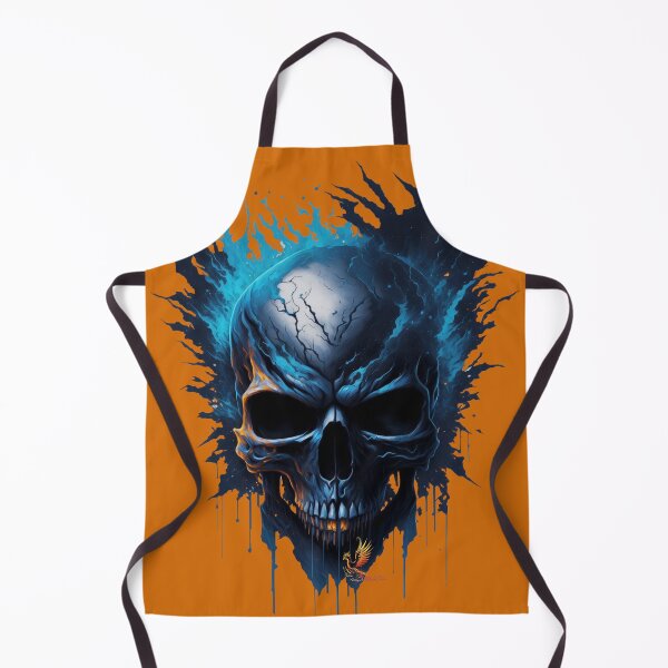 Item preview, Frozen Skull Head with Blue Flames (Orange) designed and sold by AmaziaCo.