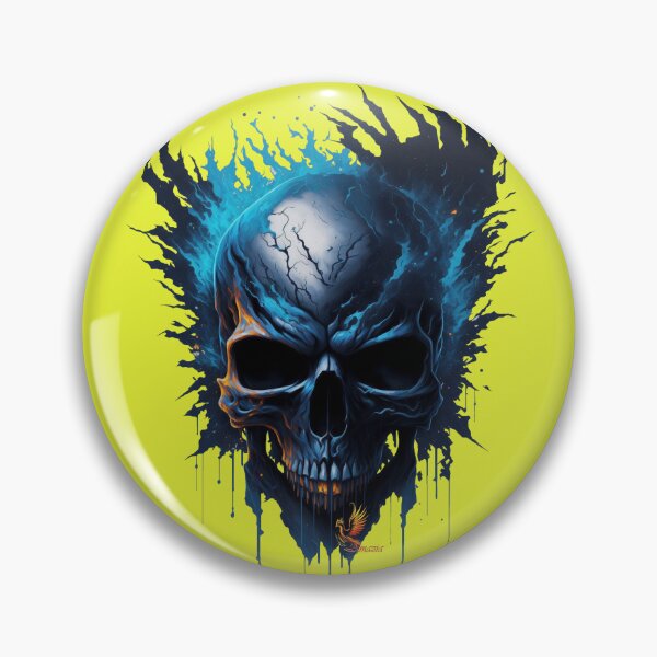 Item preview, Frozen Skull Head with Blue Flames (Yellow) designed and sold by AmaziaCo.