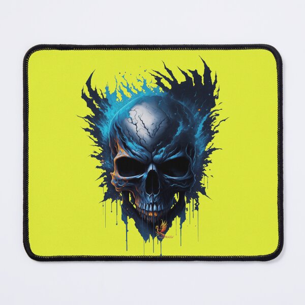 Item preview, Frozen Skull Head with Blue Flames (Yellow) designed and sold by AmaziaCo.