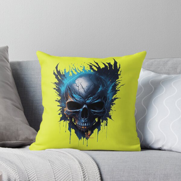 Item preview, Frozen Skull Head with Blue Flames (Yellow) designed and sold by AmaziaCo.