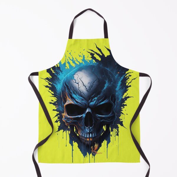 Item preview, Frozen Skull Head with Blue Flames (Yellow) designed and sold by AmaziaCo.