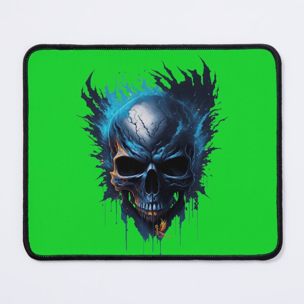 Item preview, Frozen Skull Head with Blue Flames (Green) designed and sold by AmaziaCo.