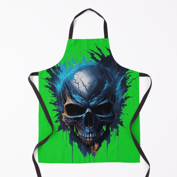 Item preview, Frozen Skull Head with Blue Flames (Green) designed and sold by AmaziaCo.