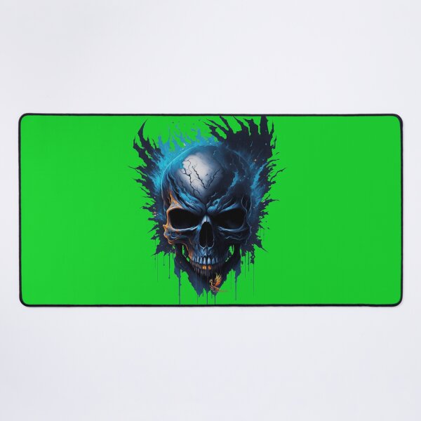 Item preview, Frozen Skull Head with Blue Flames (Green) designed and sold by AmaziaCo.