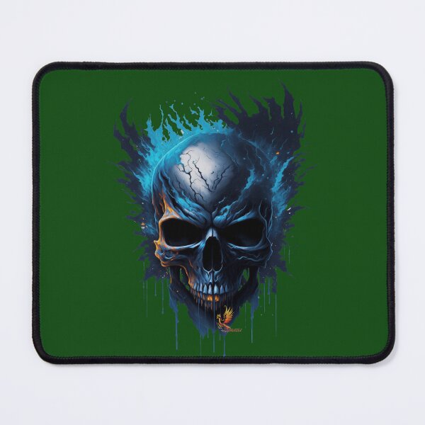 Item preview, Frozen Skull Head with Blue Flames (Dark Green) designed and sold by AmaziaCo.
