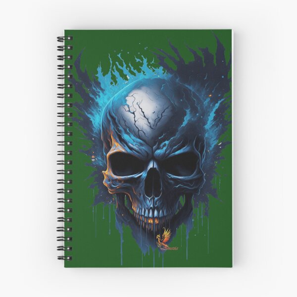 Item preview, Frozen Skull Head with Blue Flames (Dark Green) designed and sold by AmaziaCo.