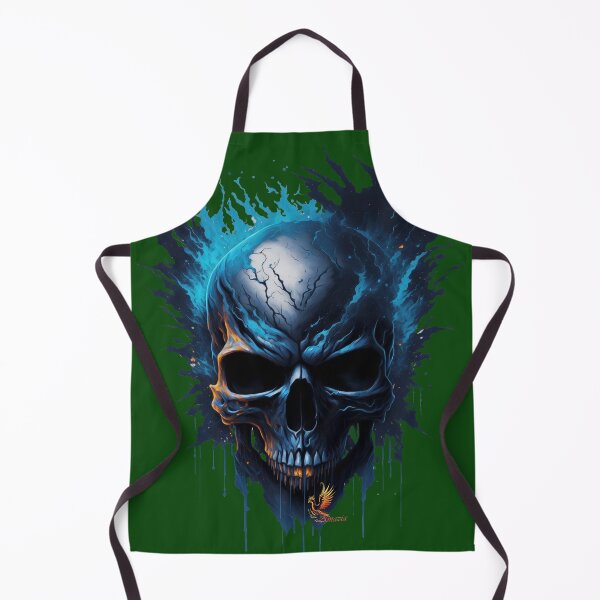 Item preview, Frozen Skull Head with Blue Flames (Dark Green) designed and sold by AmaziaCo.