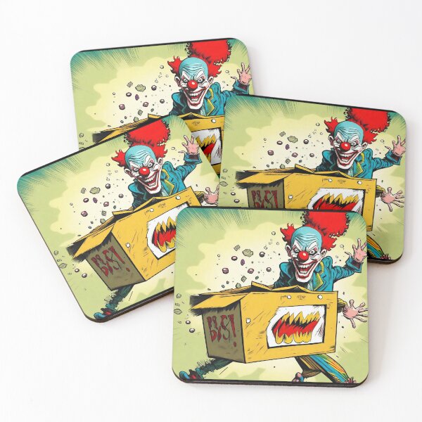 Artikelvorschau, Gruseliger Clown springt aus einer Kiste entworfen und verkauft von Kuki-shop.