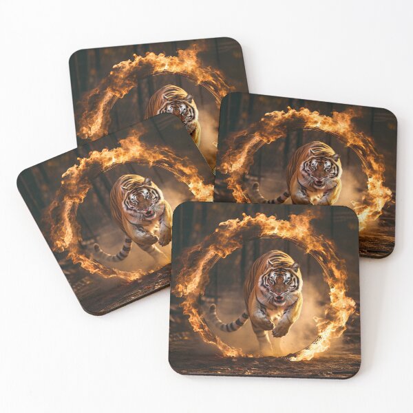 Item preview, Bengal Tiger Jumping through Fire Hoop designed and sold by Elisabeth Lucas.